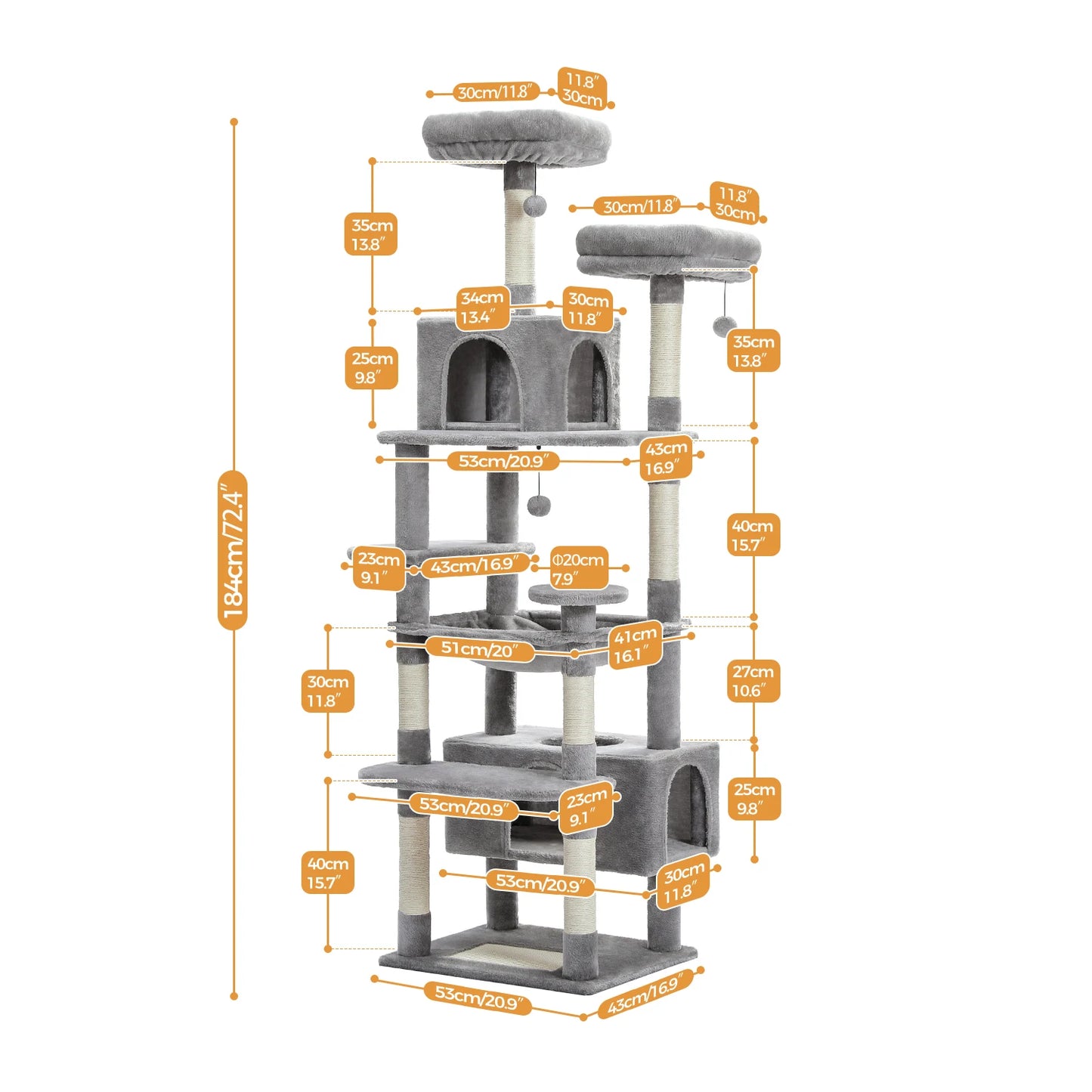 184cm Large Cat Tree and Tower