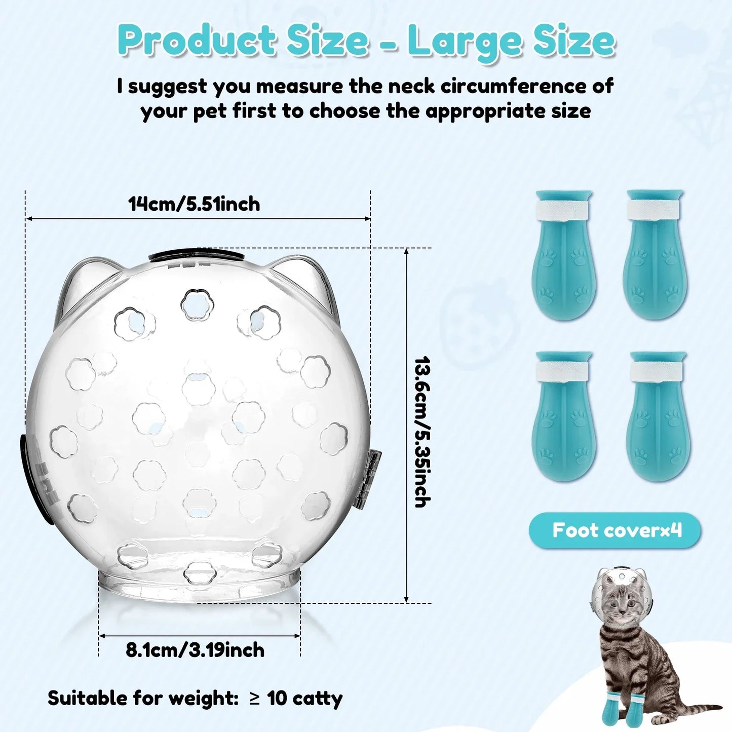 Cat Muzzle Breathable Transparent Anti-Bite Protective Space Hood Set