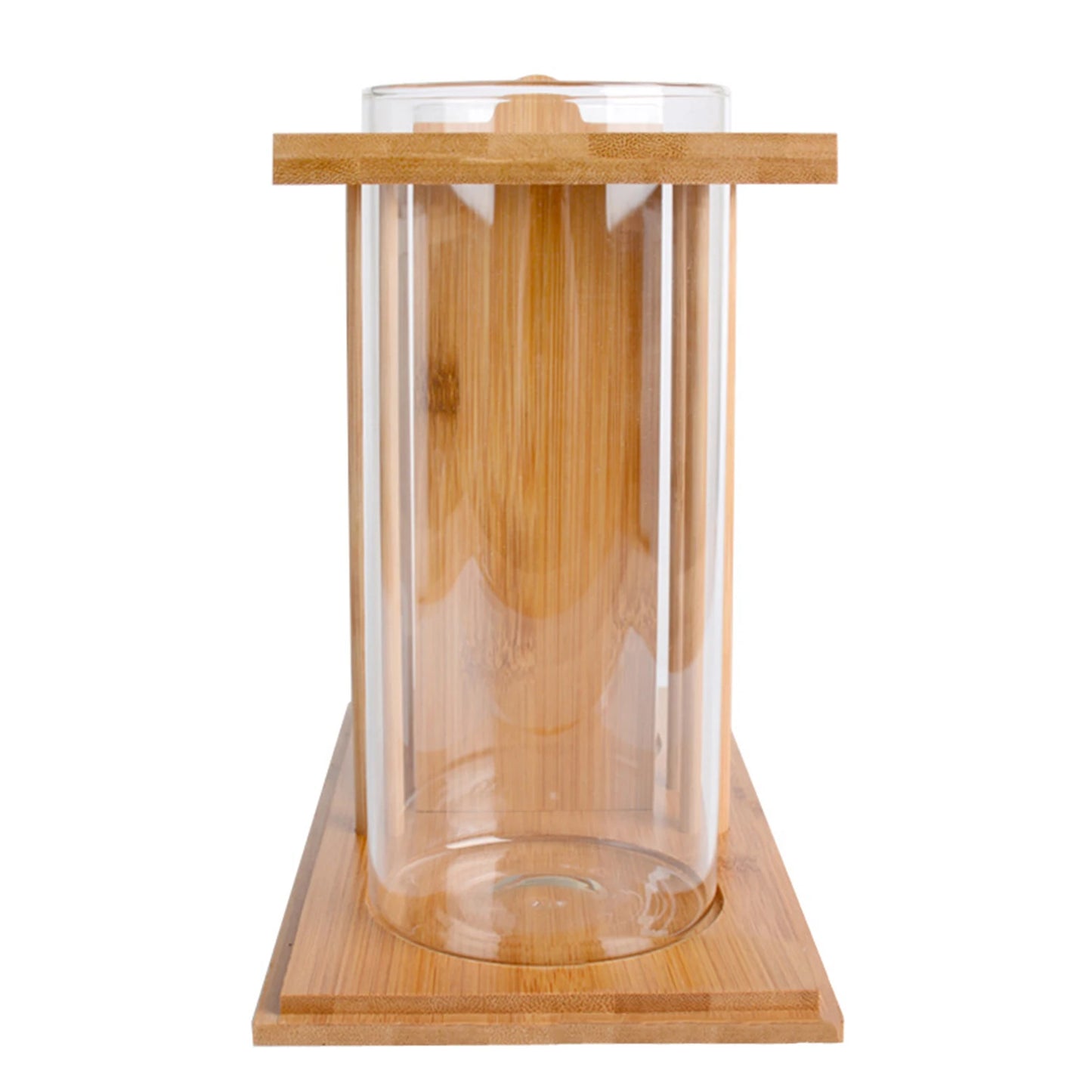 Mini Bamboo Fish Tank with LED Light for Desktop Decoration