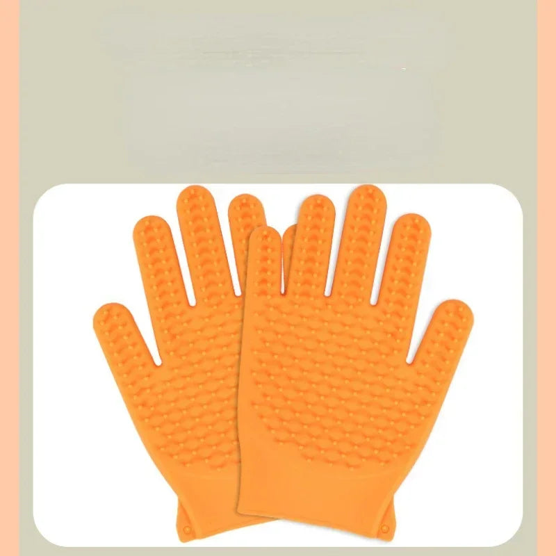 Silicone Pet Grooming Gloves for Cleaning and Massage