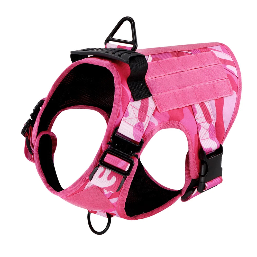 Military Pink Camouflage Dog Harness for Tactical Training and Comfort