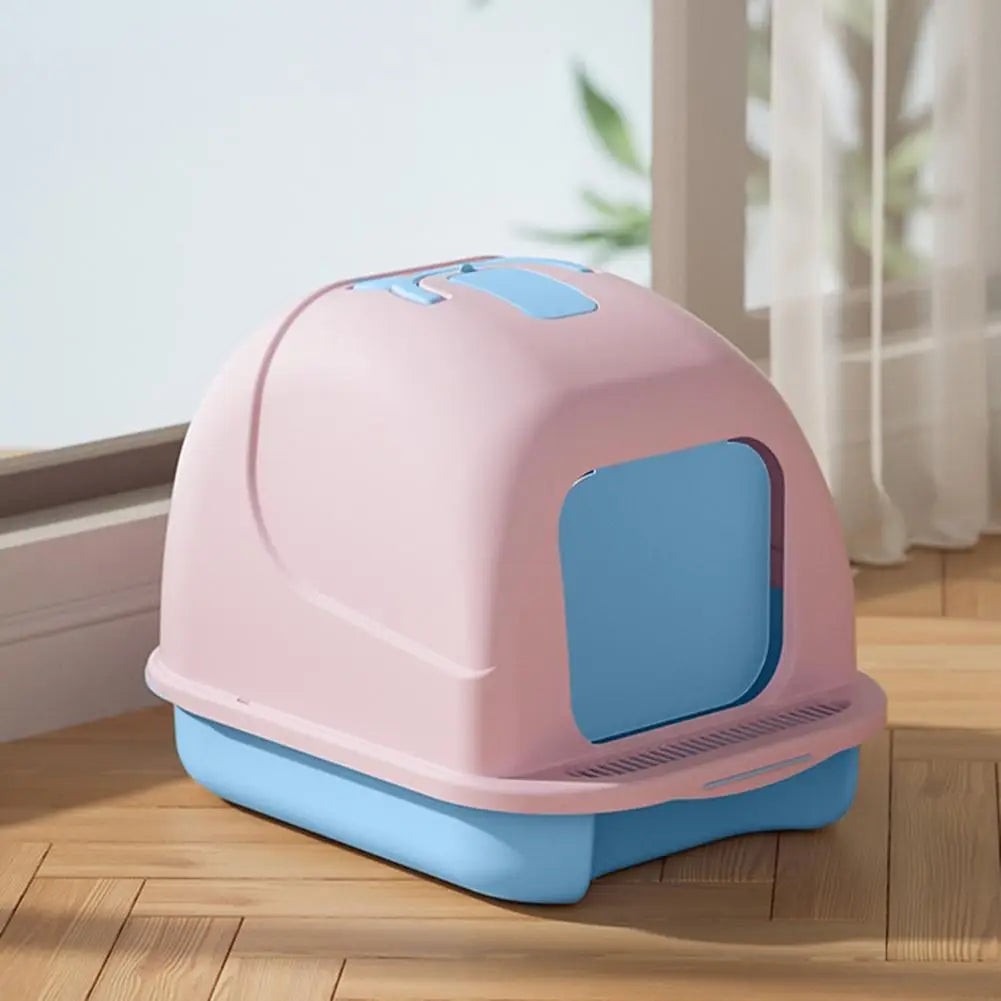 Spacious Enclosed Cat Litter Box with Easy Clean Features