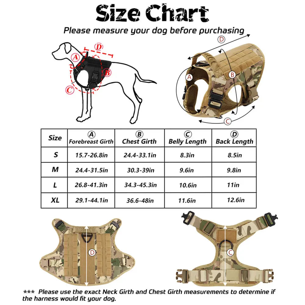 Large Military Dog Harness and Collar