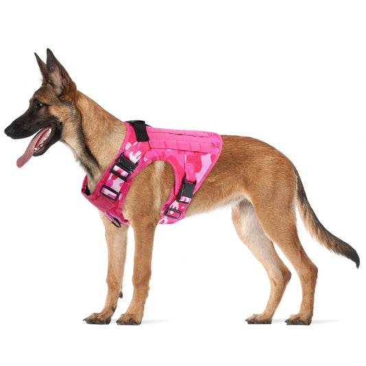 Military Pink Camouflage Dog Harness for Tactical Training and Comfort