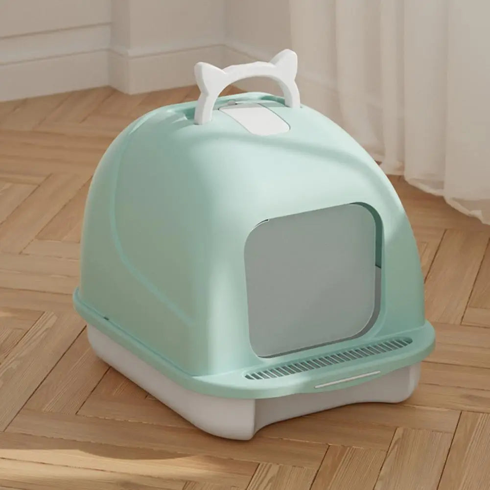 Spacious Enclosed Cat Litter Box with Easy Clean Features