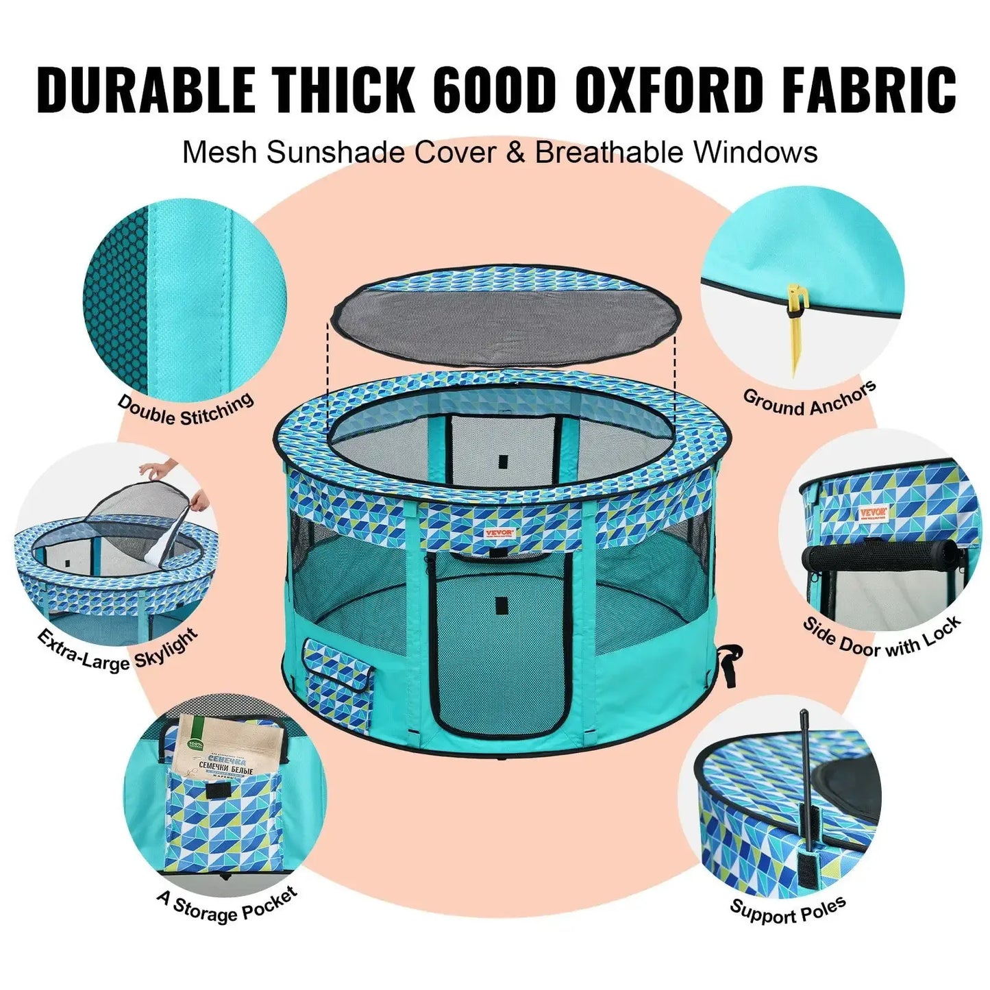 Foldable Portable Pet Playpen for Dogs and Cats