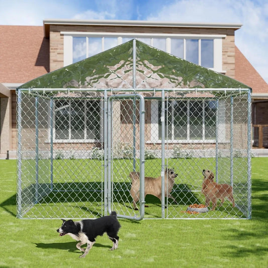 10 FT Large Outdoor Dog Kennel with Roof