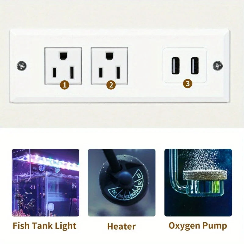 Aquarium Stand with LED Lights and Power Outlet Convenience