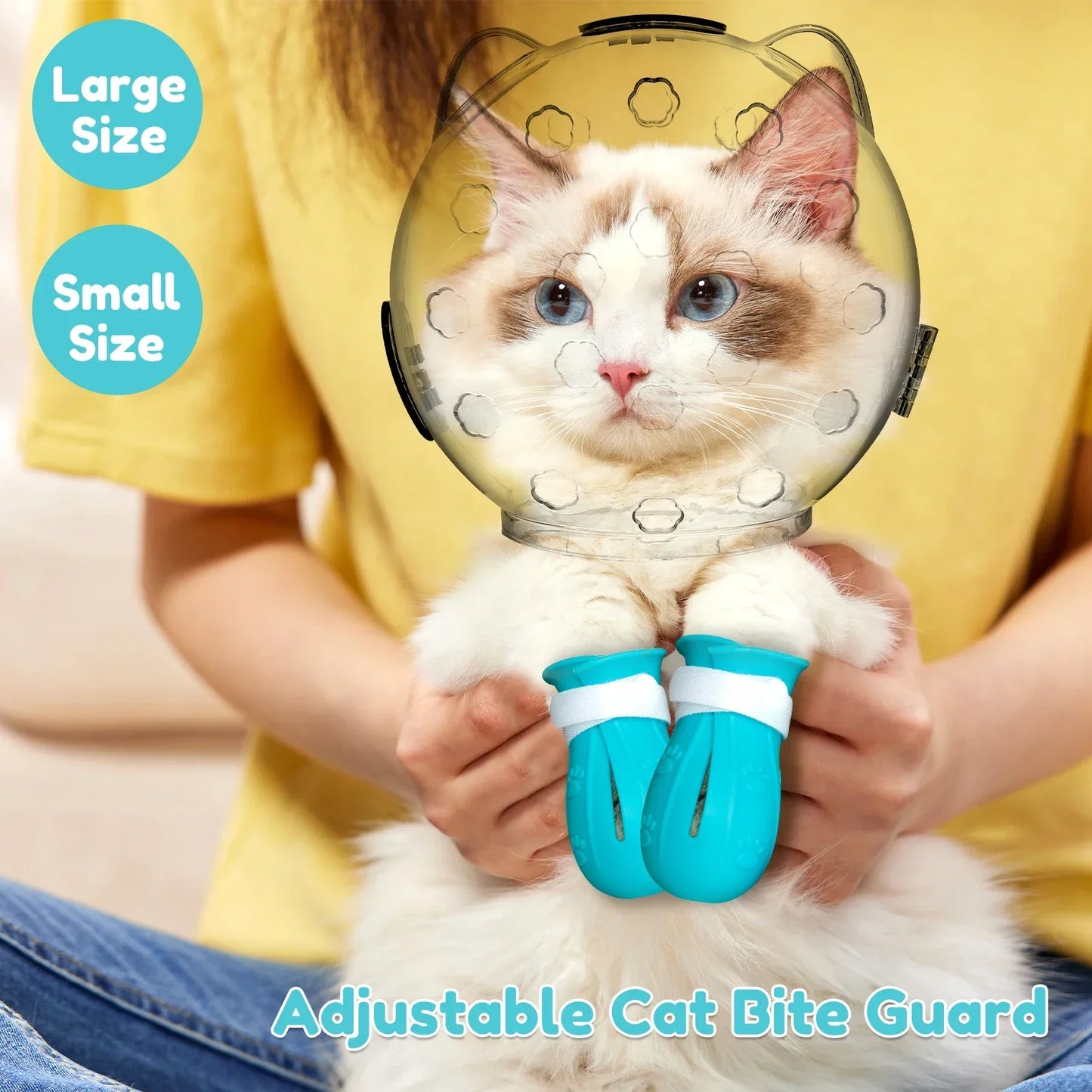 Cat Muzzle Breathable Transparent Anti-Bite Protective Space Hood Set