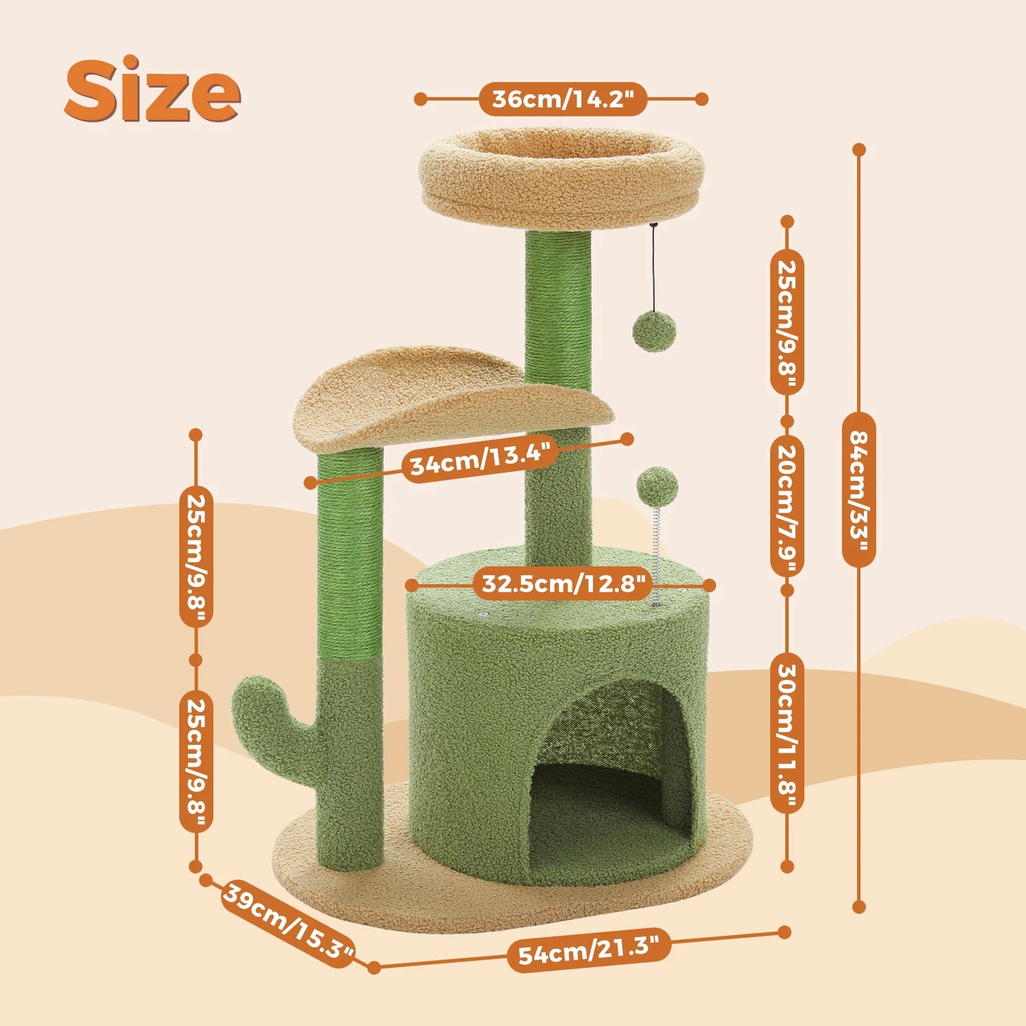 Cactus Cat Tree with Cozy Perch and Scratching Post