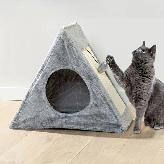 Pet bed with plush toy ball cat scratching board