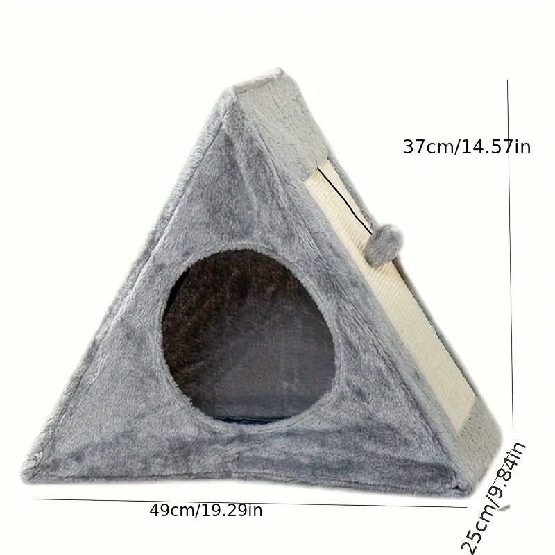 Pet bed with plush toy ball cat scratching board