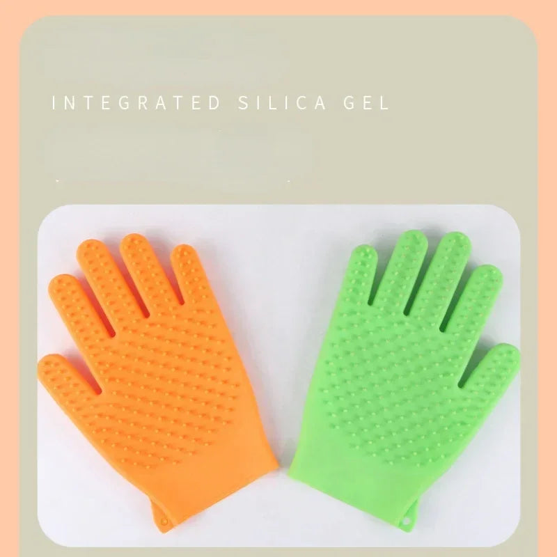 Silicone Pet Grooming Gloves for Cleaning and Massage