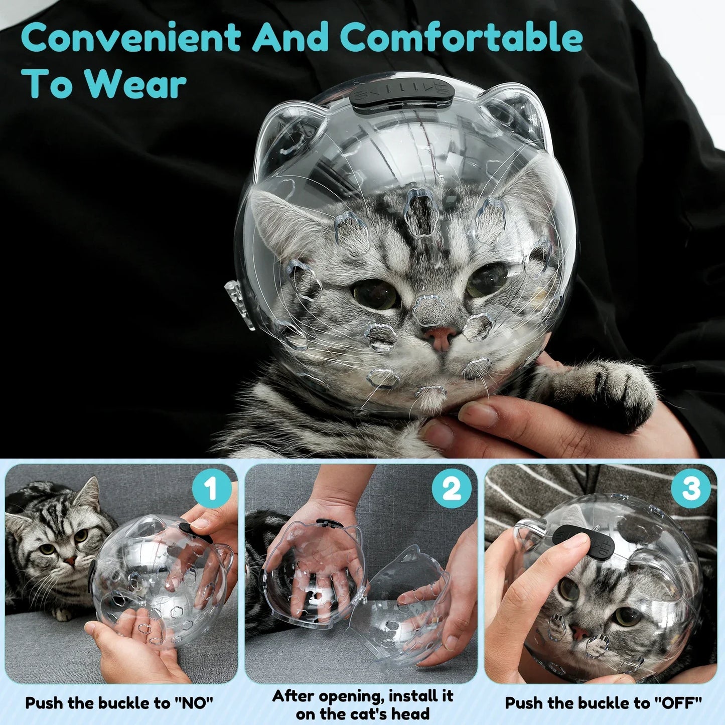 Cat Muzzle Breathable Transparent Anti-Bite Protective Space Hood Set