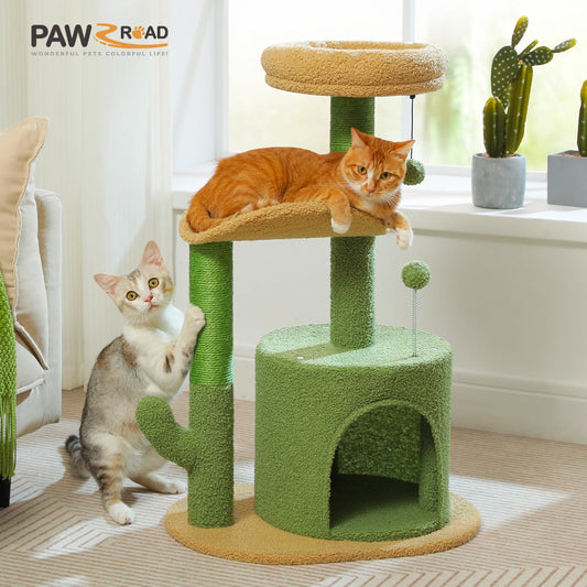 Cactus Cat Tree with Cozy Perch and Scratching Post