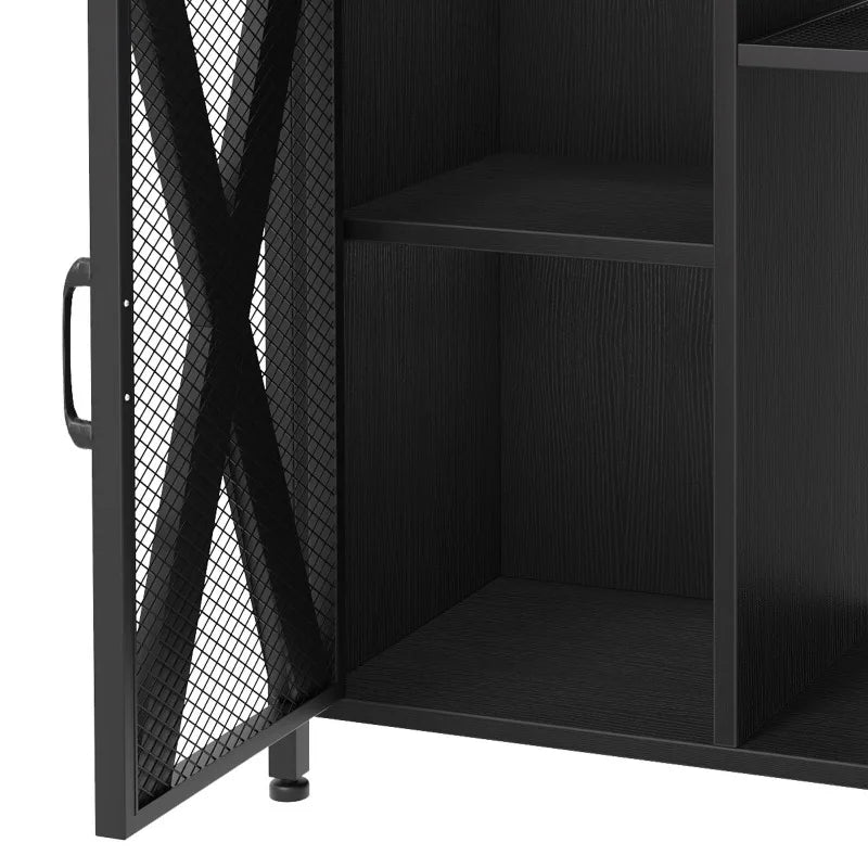 Metal Wood Aquarium Stand with Electrical Outlet for Fish Tanks