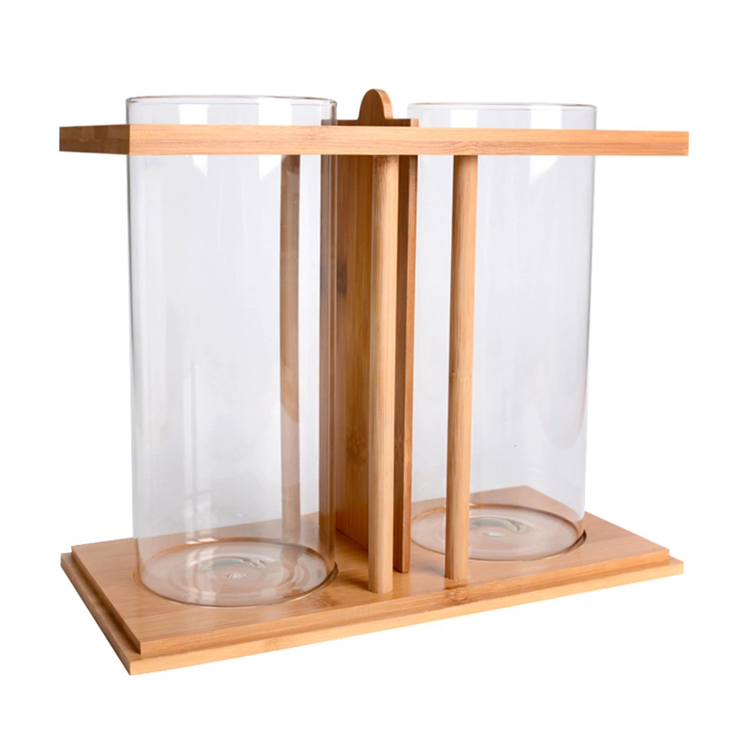Mini Bamboo Fish Tank with LED Light for Desktop Decoration