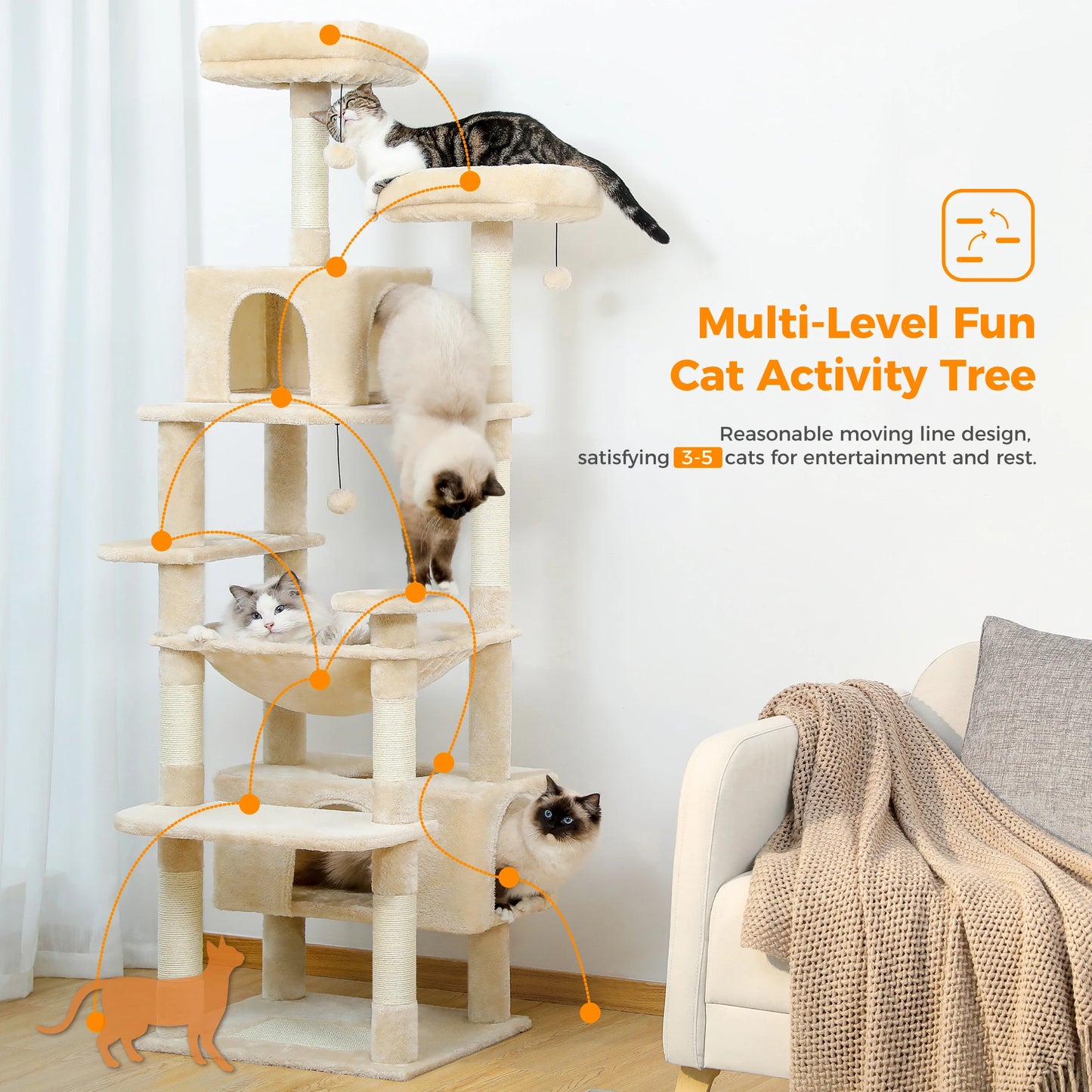 184cm Large Cat Tree and Tower