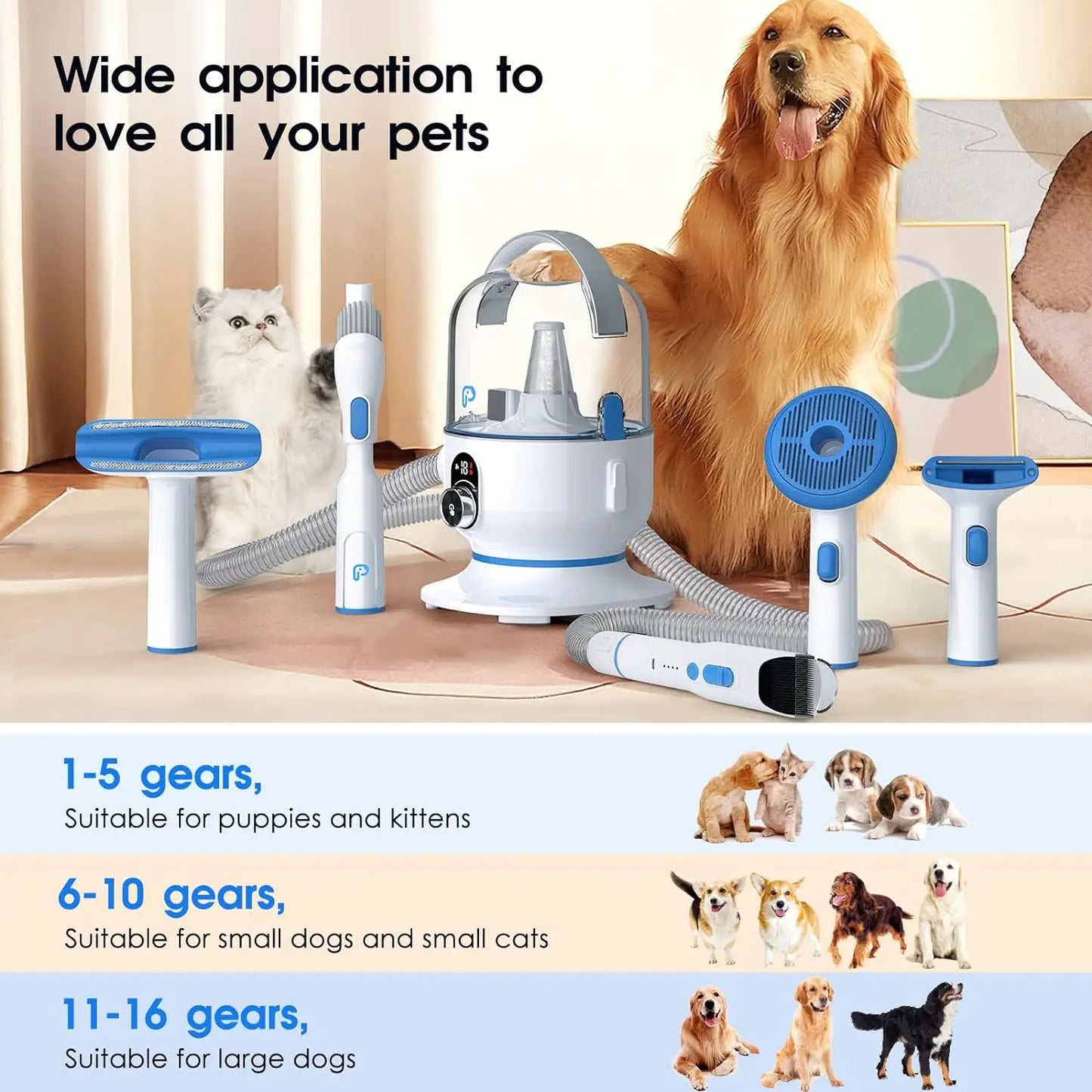 Professional Dog Grooming Vacuum Kit with Five Essential Tools
