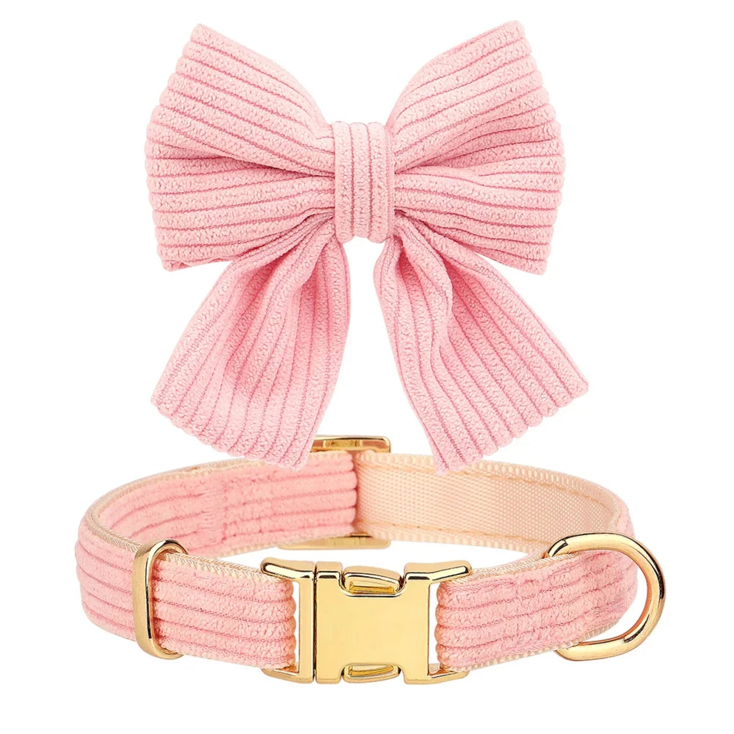 Adorable Pink Bowtie Dog Collar Leash Set