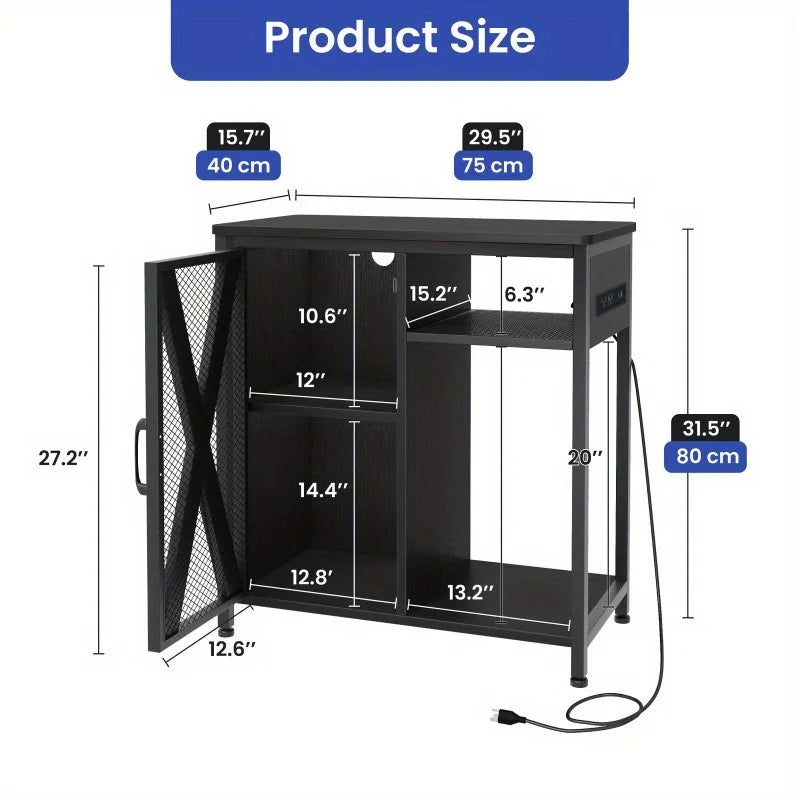 Metal Wood Aquarium Stand with Electrical Outlet for Fish Tanks