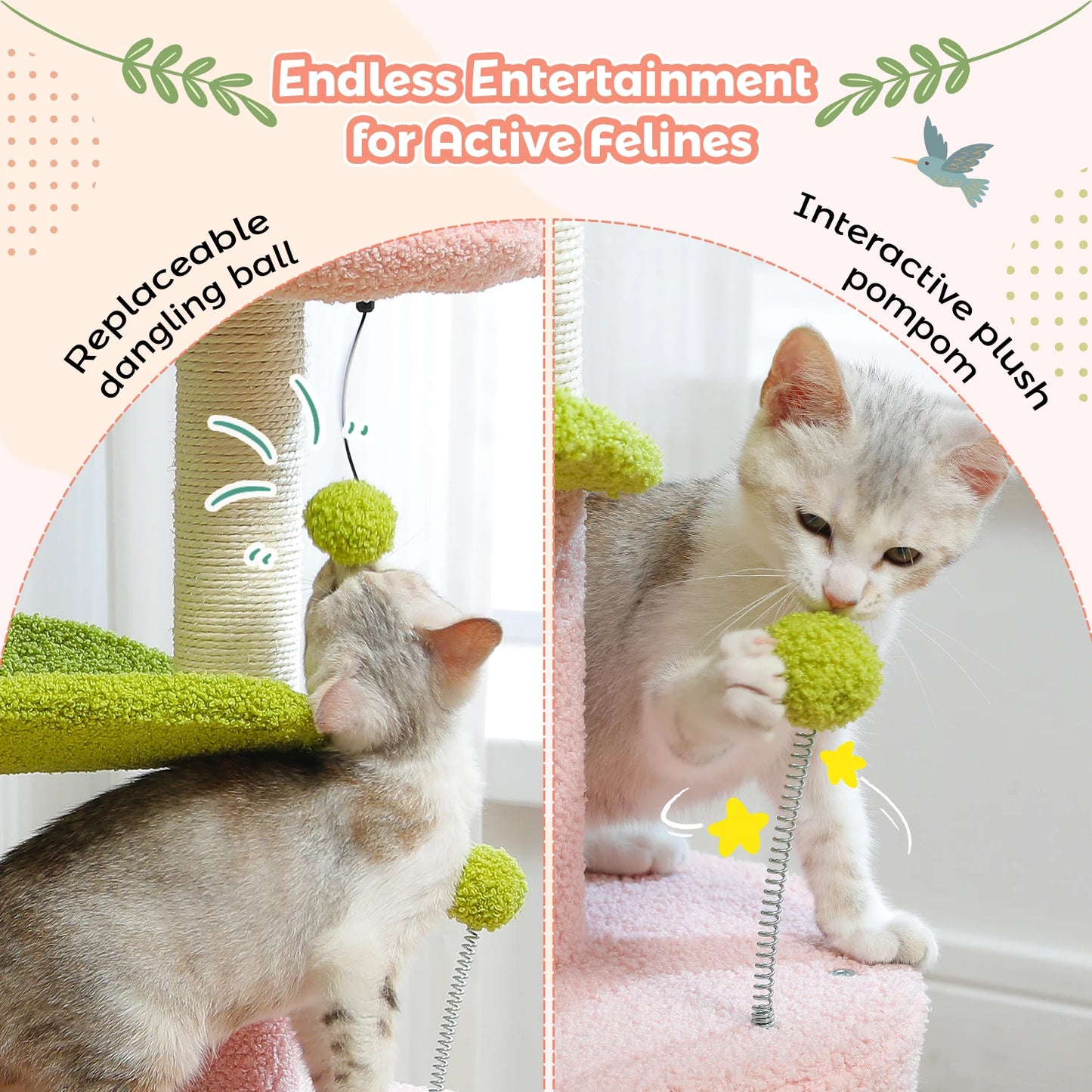 Cactus Cat Tree with Cozy Perch and Scratching Post
