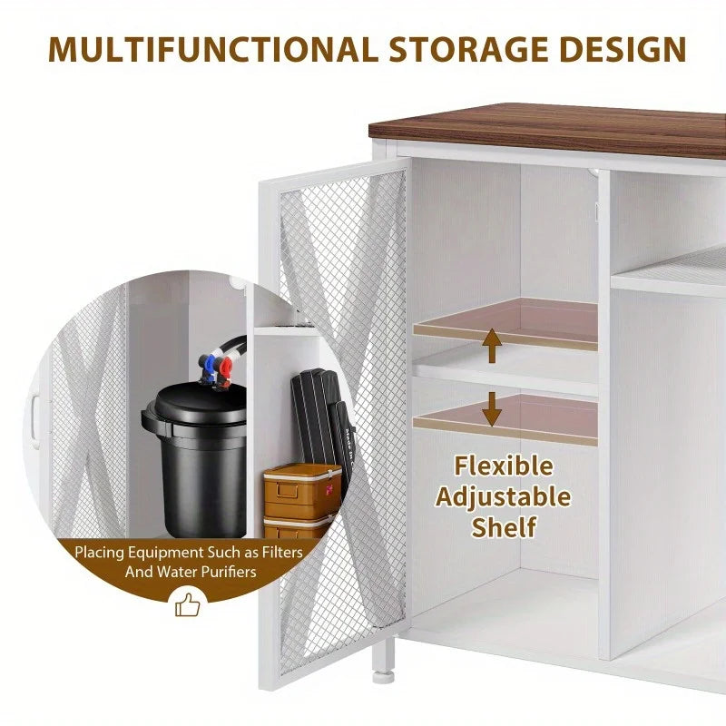 Aquarium Stand with LED Lights and Power Outlet Convenience