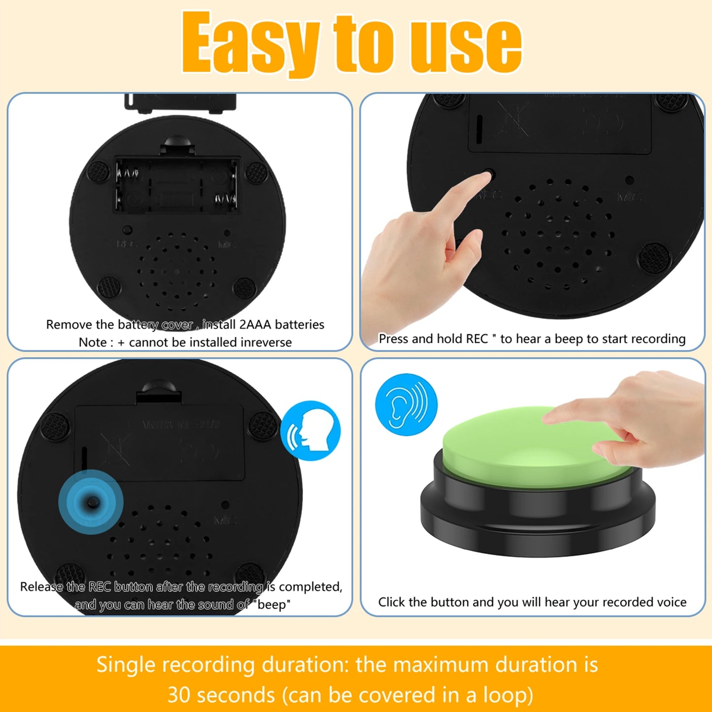 6 Color Voice Recording Dog And Cat Buttons