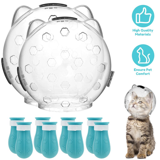 Cat Muzzle Breathable Transparent Anti-Bite Protective Space Hood Set