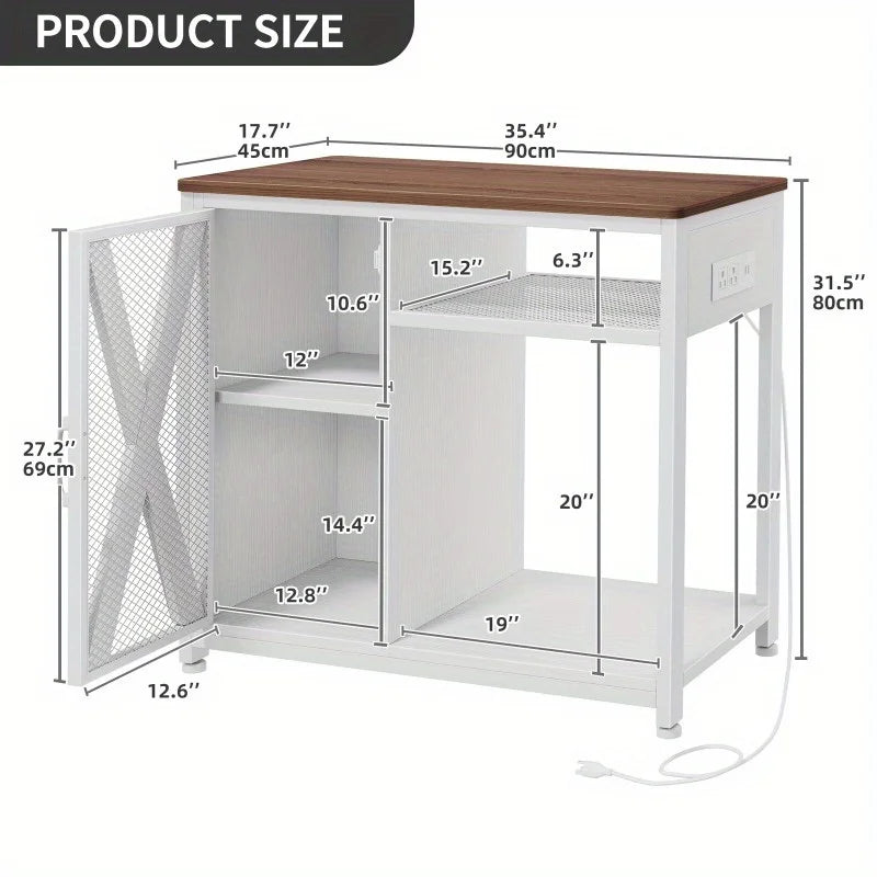 Aquarium Stand with LED Lights and Power Outlet Convenience