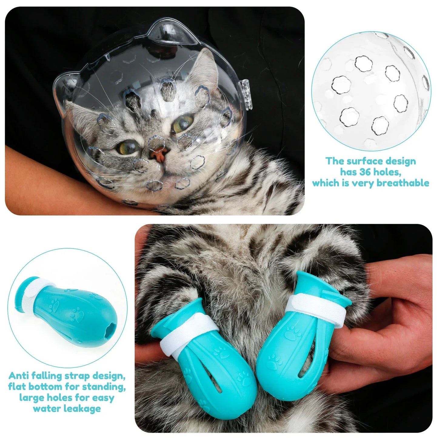 Cat Muzzle Breathable Transparent Anti-Bite Protective Space Hood Set
